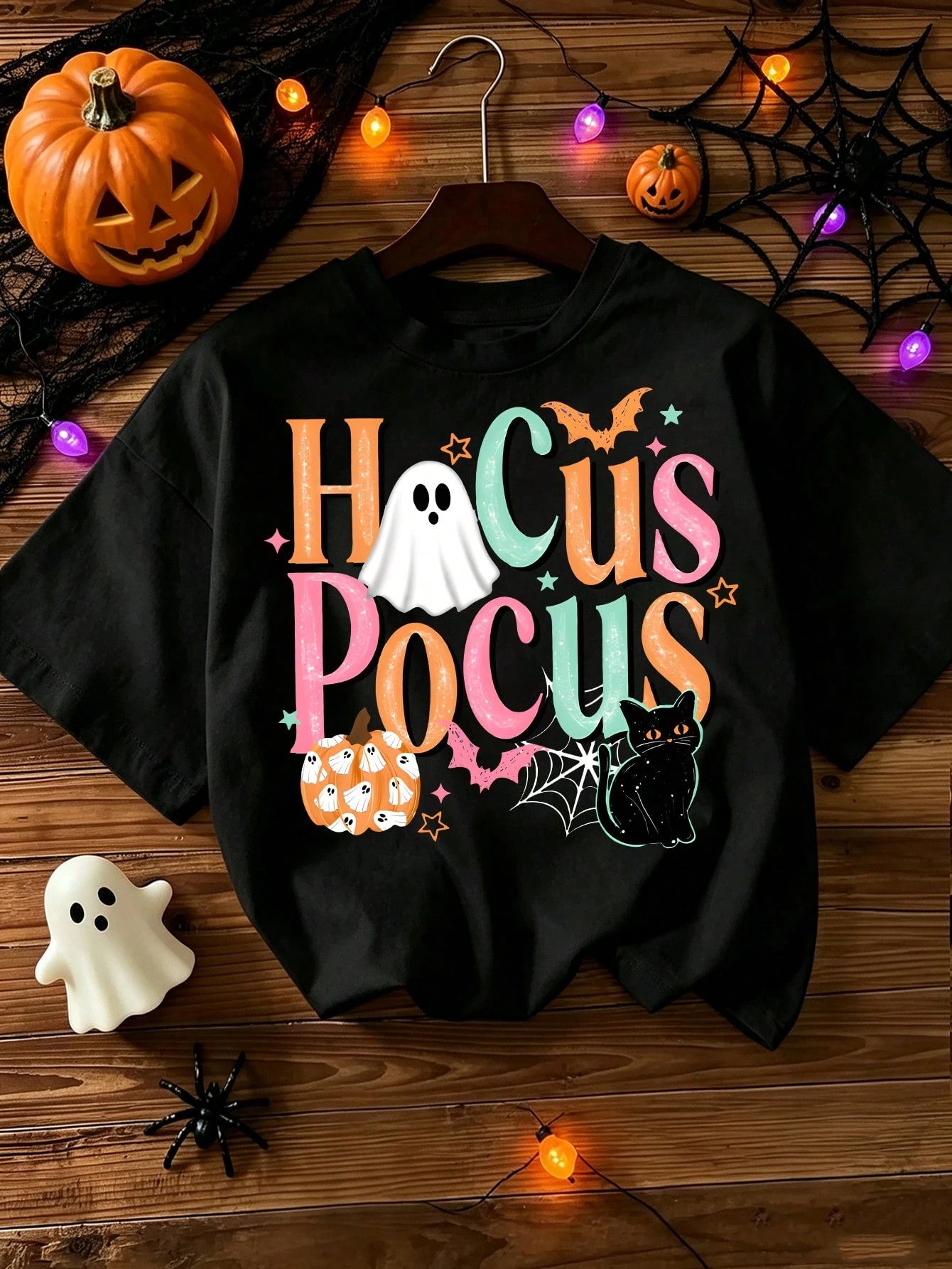 Halloween Magic Spell Themed Printed Short Sleeved T-Shirt, Cute And Comfortable Spring/Summer Top, Perfect Gift