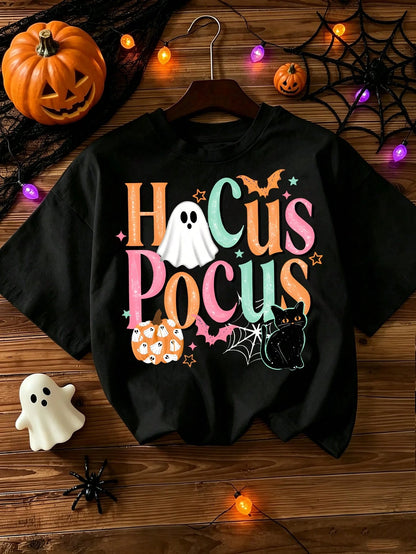 Halloween Magic Spell Themed Printed Short Sleeved T-Shirt, Cute And Comfortable Spring/Summer Top, Perfect Gift