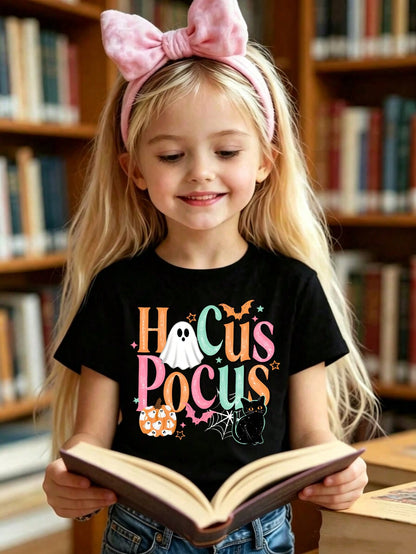 Halloween Magic Spell Themed Printed Short Sleeved T-Shirt, Cute And Comfortable Spring/Summer Top, Perfect Gift