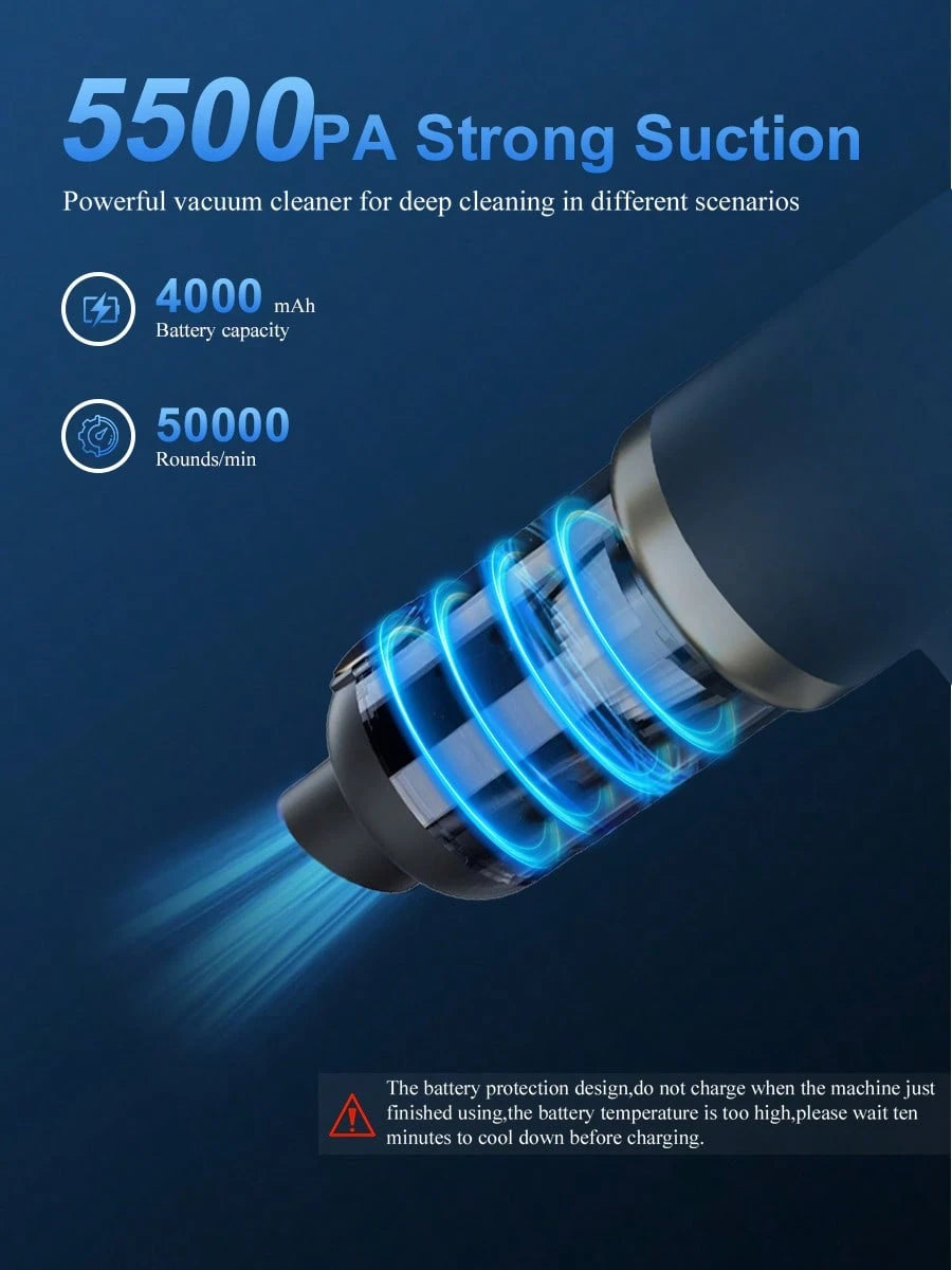 Handheld Car Vacuum Cleaner, Suction And Blower Integrated Wireless Mini Vacuum Cleaner, USB Charging, Multiple Nozzles, Efficient Home And Car Cleaning, Suitable For Cars, Homes, Offices, Cleaning Pe