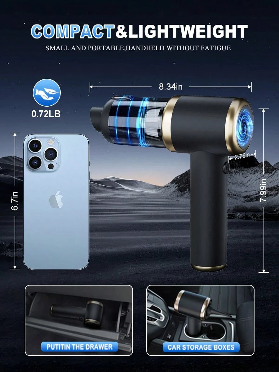 Handheld Car Vacuum Cleaner, Suction And Blower Integrated Wireless Mini Vacuum Cleaner, USB Charging, Multiple Nozzles, Efficient Home And Car Cleaning, Suitable For Cars, Homes, Offices, Cleaning Pe