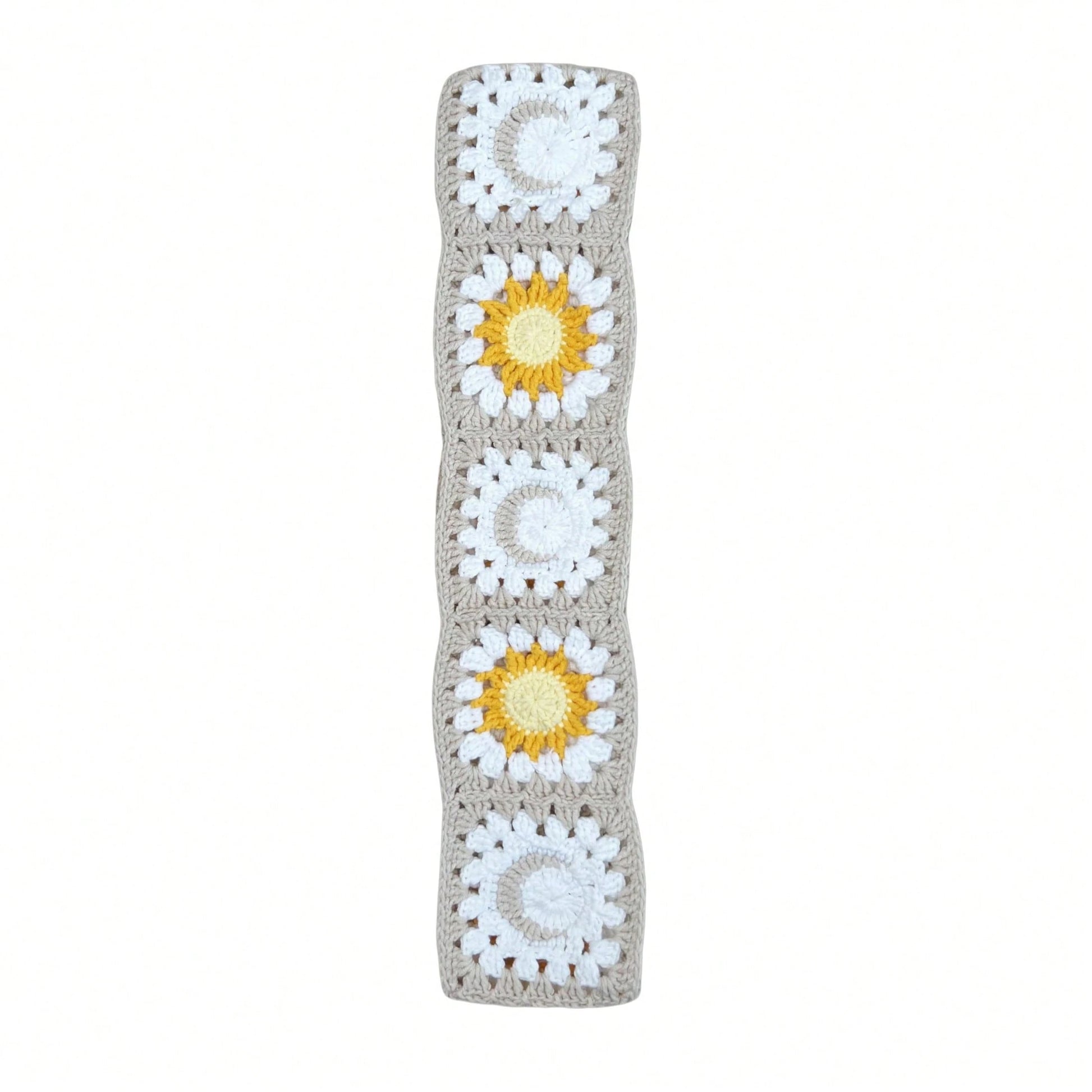 Handmade Crochet White Moon And Sun Car Steering Wheel Covers Universal 14-15 Inch For Women And Men