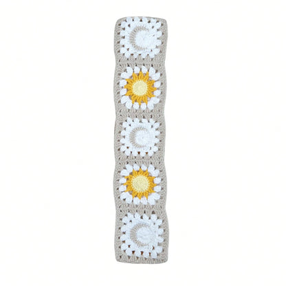 Handmade Crochet White Moon And Sun Car Steering Wheel Covers Universal 14-15 Inch For Women And Men