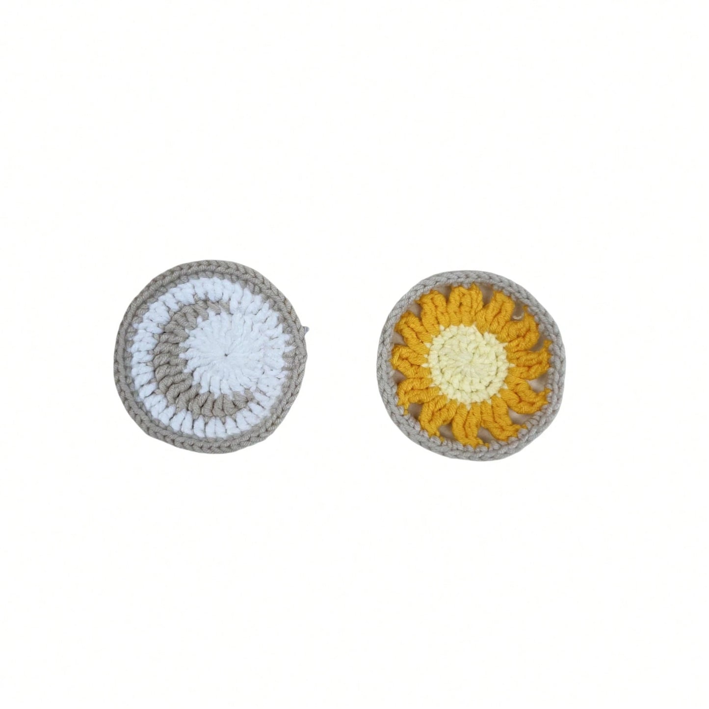 Handmade Crochet White Moon And Sun Car Steering Wheel Covers Universal 14-15 Inch For Women And Men