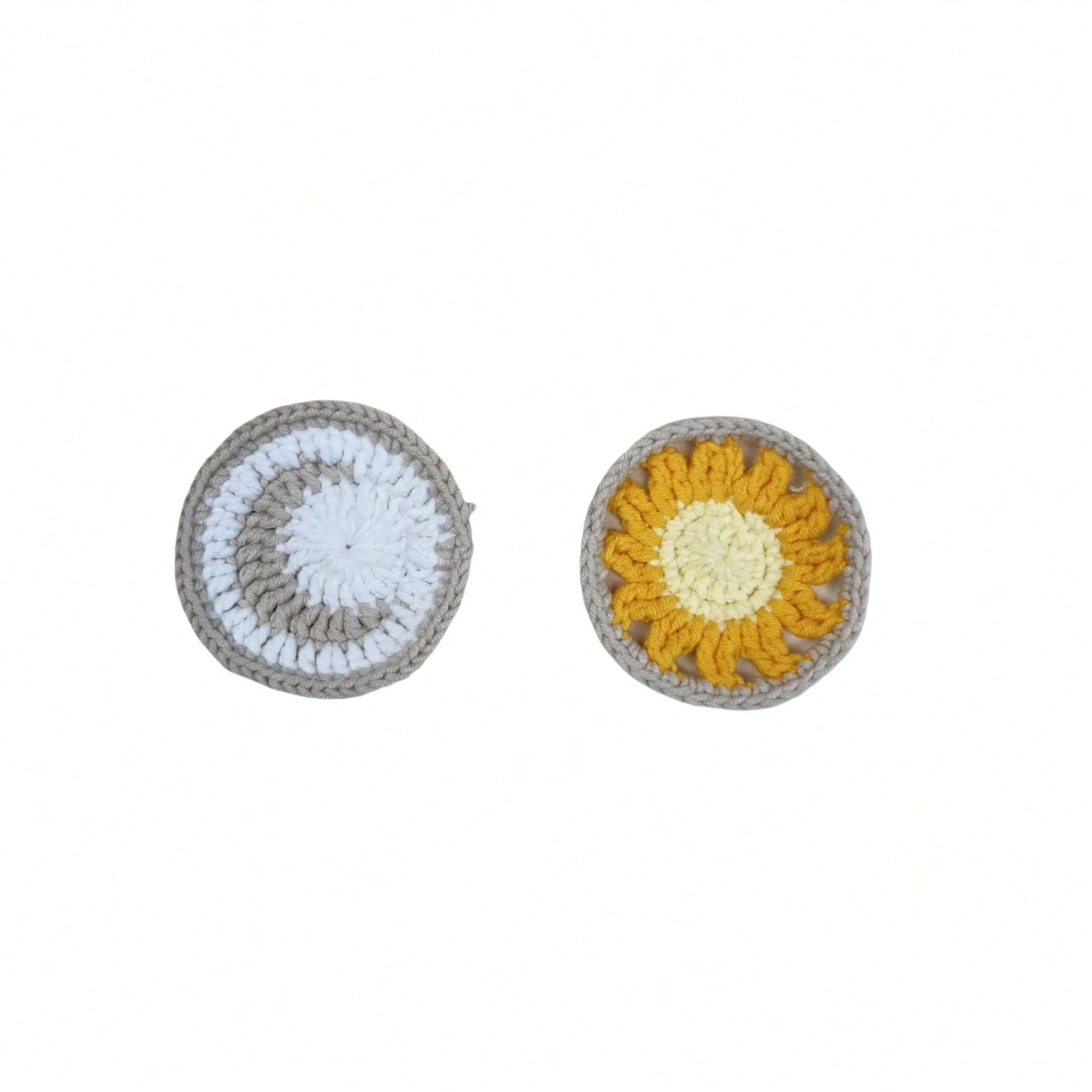 Handmade Crochet White Moon And Sun Car Steering Wheel Covers Universal 14-15 Inch For Women And Men
