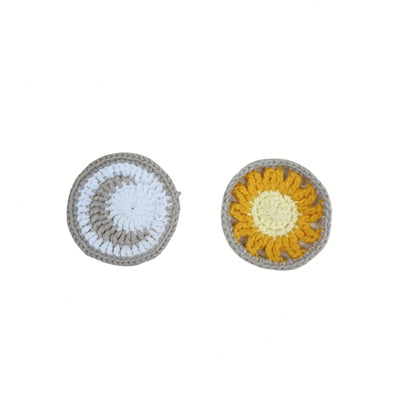 Handmade Crochet White Moon And Sun Car Steering Wheel Covers Universal 14-15 Inch For Women And Men