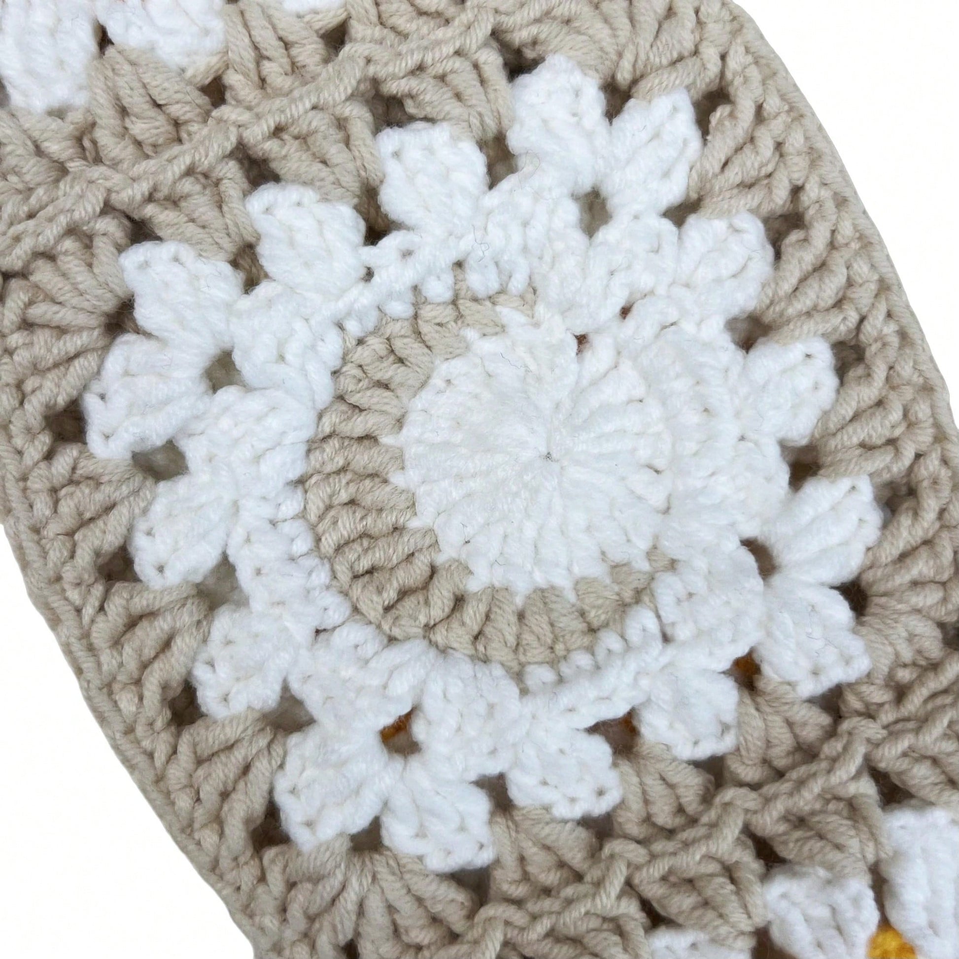 Handmade Crochet White Moon And Sun Car Steering Wheel Covers Universal 14-15 Inch For Women And Men