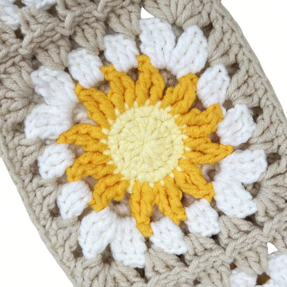 Handmade Crochet White Moon And Sun Car Steering Wheel Covers Universal 14-15 Inch For Women And Men
