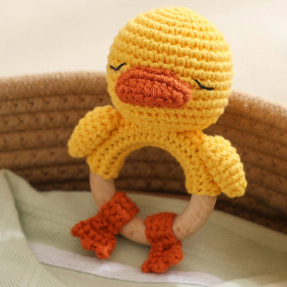 Handmade Little Yellow Duck Rattle, Soft Knitted Toy, Suitable For Toddlers And Children, Perfect Gift For Christmas, Halloween, Thanksgiving