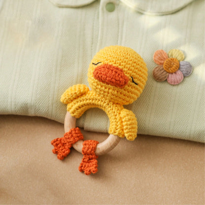 Handmade Little Yellow Duck Rattle, Soft Knitted Toy, Suitable For Toddlers And Children, Perfect Gift For Christmas, Halloween, Thanksgiving