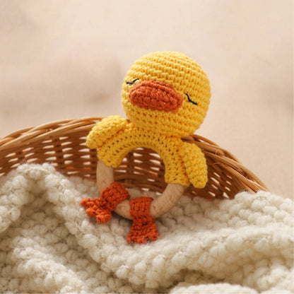 Handmade Little Yellow Duck Rattle, Soft Knitted Toy, Suitable For Toddlers And Children, Perfect Gift For Christmas, Halloween, Thanksgiving
