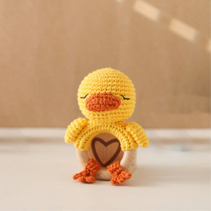 Handmade Little Yellow Duck Rattle, Soft Knitted Toy, Suitable For Toddlers And Children, Perfect Gift For Christmas, Halloween, Thanksgiving