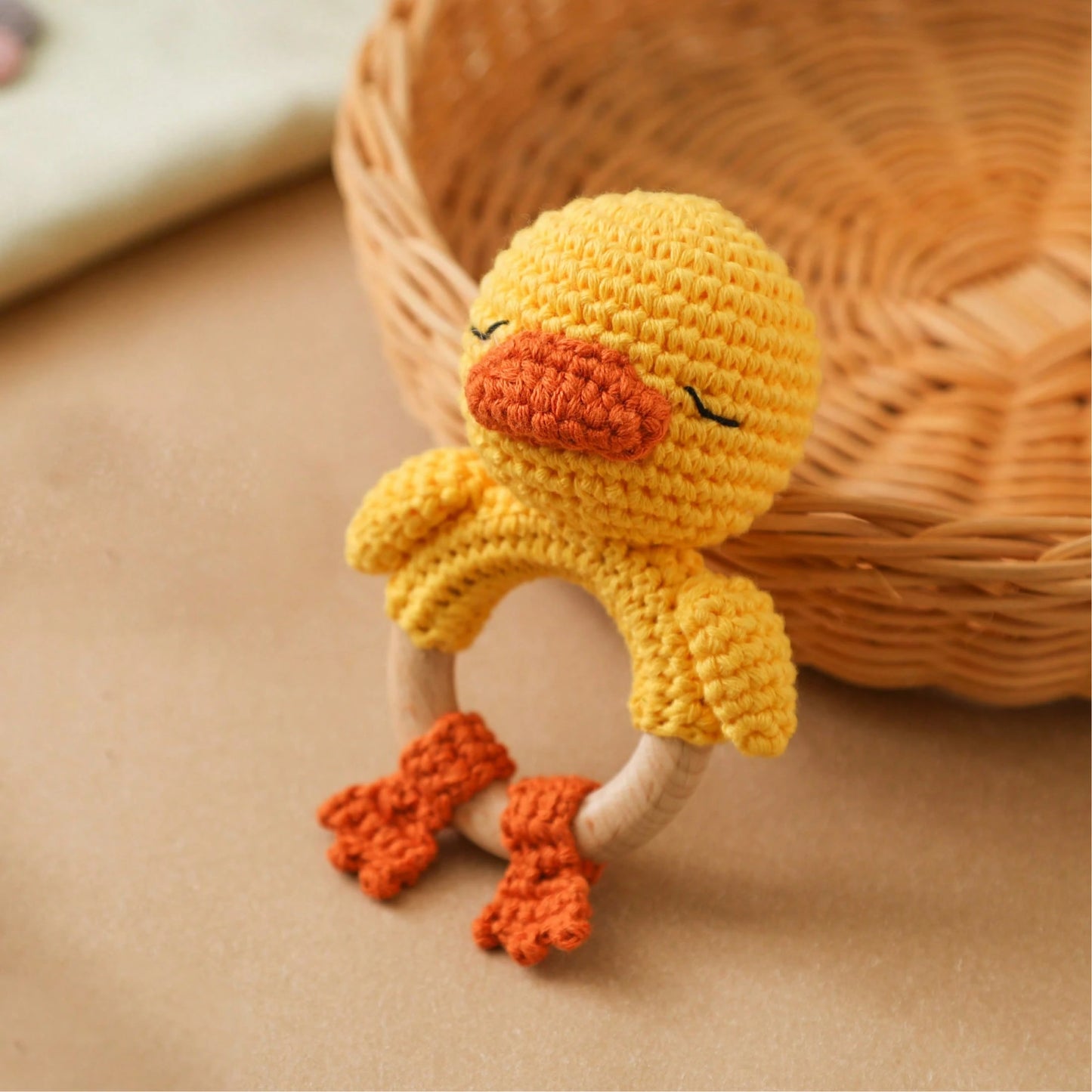 Handmade Little Yellow Duck Rattle, Soft Knitted Toy, Suitable For Toddlers And Children, Perfect Gift For Christmas, Halloween, Thanksgiving