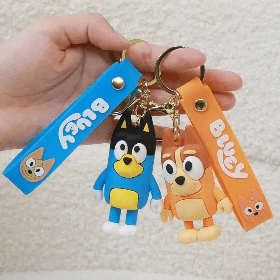 Hasbro 1pc Family Bingo Friends Keychain Gift, Cartoon Christmas Decoration Bag Accessory Keychain Set- Coco, Blue Dog, Party Favor Party Accessory, Party Decoration Bag Charm And Collectible, Anime