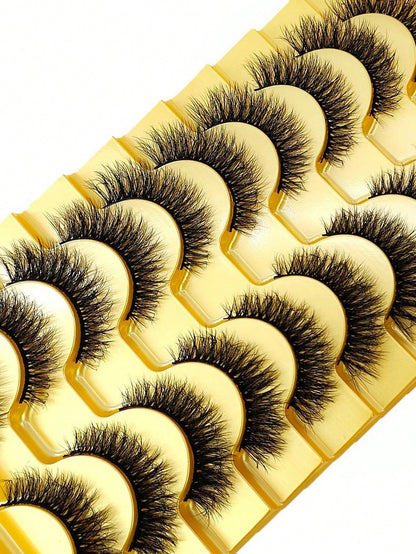 HBZGTLAD 10 Pairs Soft Fluffy Natural 3D Mink False Eyelashes Makeup Set- Mink Lashes Extension, Short Lashes Strip Lashes,Lashes,Eyelashes,Fake Lashes