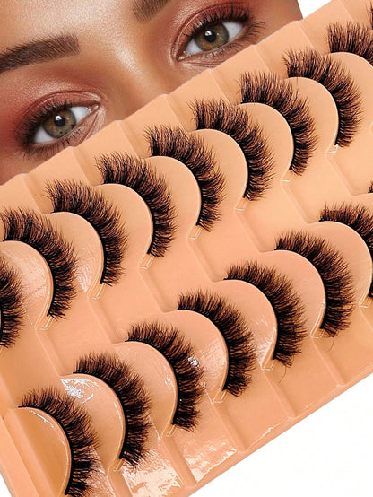 HBZGTLAD 10 Pairs Soft Fluffy Natural 3D Mink False Eyelashes Makeup Set- Mink Lashes Extension, Short Lashes Strip Lashes,Lashes,Eyelashes,Fake Lashes
