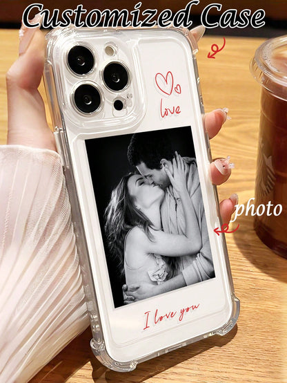 Heart Element Shockproof Customized Photo Fashionable Personalized Photo Case Suitable For Couples Anniversaries Birthdays Personal Portraits Friendship Pets Compatible With A13 A14 A15 A16 A33 A34 A3