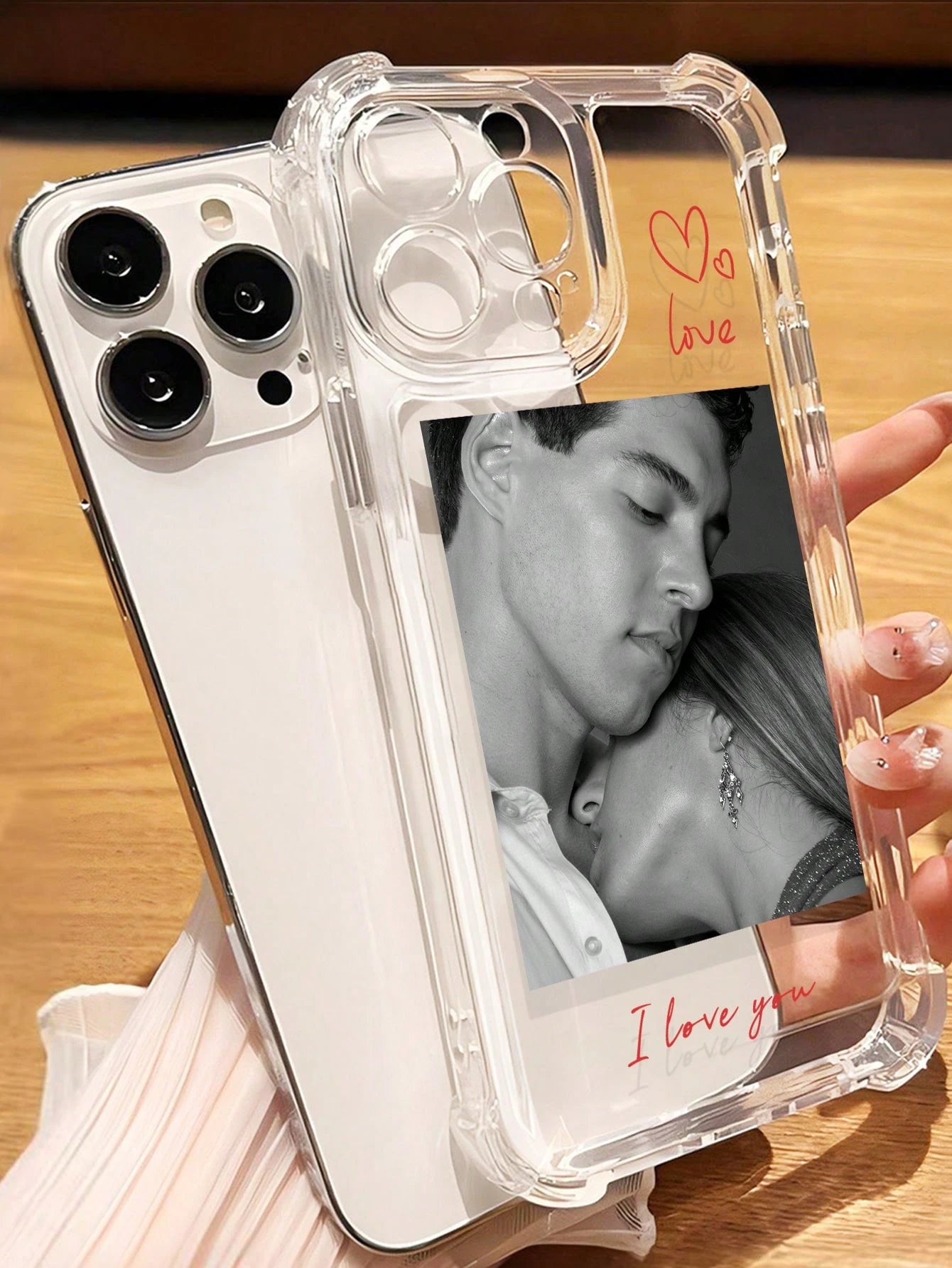 Heart Element Shockproof Customized Photo Fashionable Personalized Photo Case Suitable For Couples Anniversaries Birthdays Personal Portraits Friendship Pets Compatible With A13 A14 A15 A16 A33 A34 A3