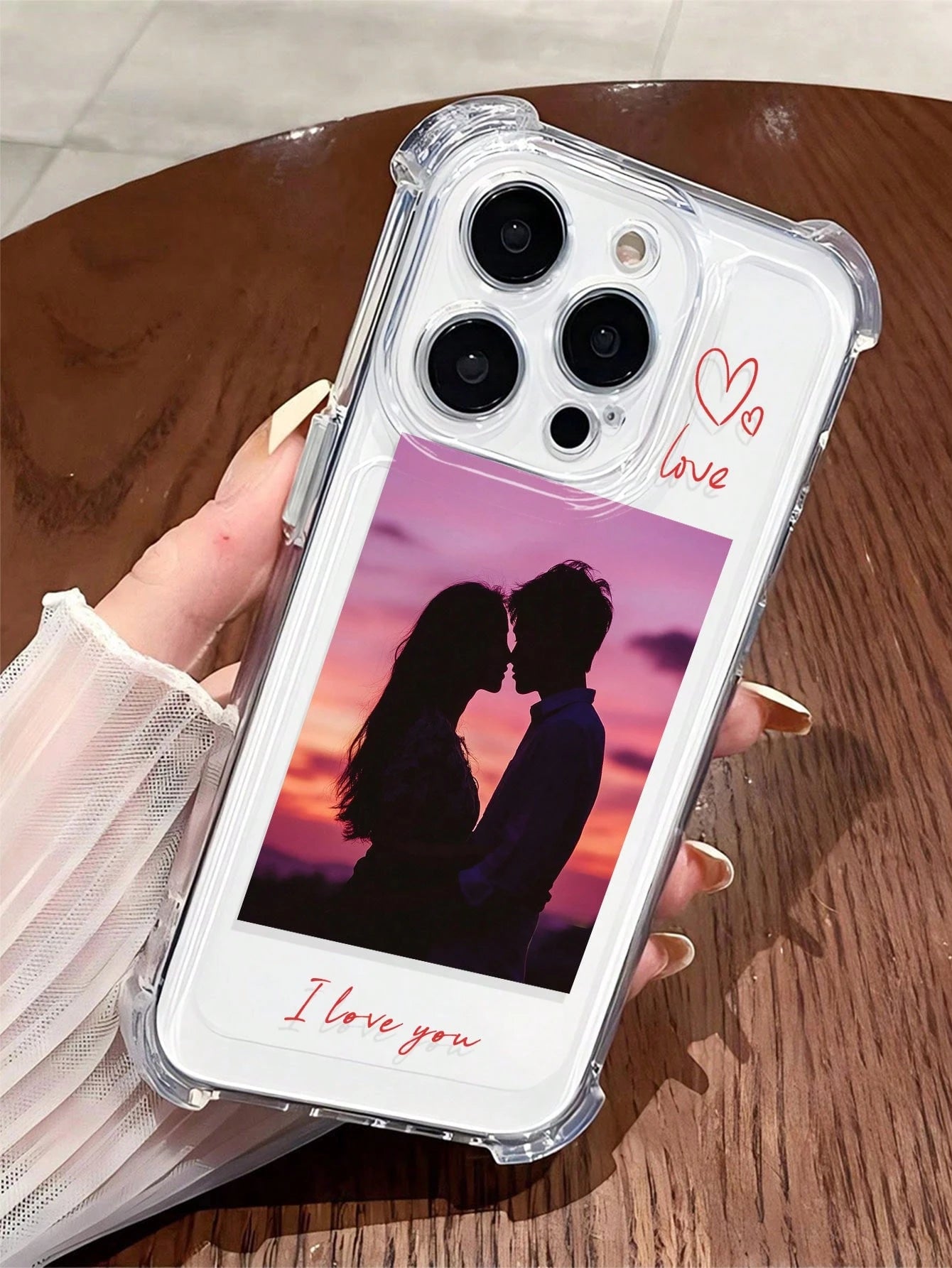 Heart Element Shockproof Customized Photo Fashionable Personalized Photo Case Suitable For Couples Anniversaries Birthdays Personal Portraits Friendship Pets Compatible With A13 A14 A15 A16 A33 A34 A3