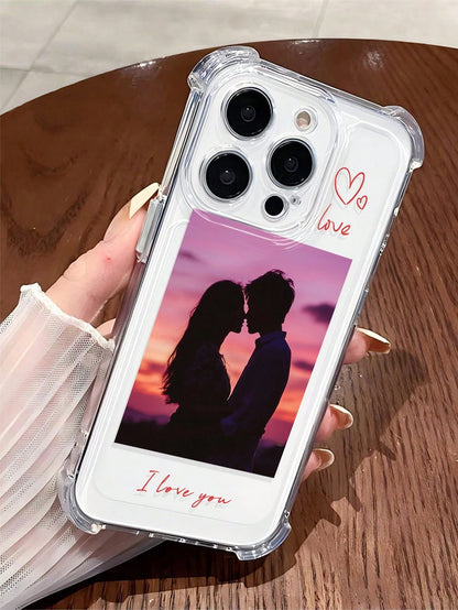 Heart Element Shockproof Customized Photo Fashionable Personalized Photo Case Suitable For Couples Anniversaries Birthdays Personal Portraits Friendship Pets Compatible With A13 A14 A15 A16 A33 A34 A3