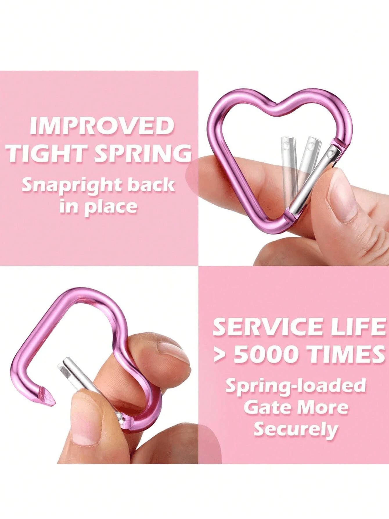 Heart-Shaped Carabiner Hooks,Aluminum Snap Hook Clip Key Holder,Auto-Locking Keychain Clips For Fishing, Heart-Shaped Aluminum Snap Hook Clip Key Holder, Hiking, Traveling, Home,Running,Adventures And