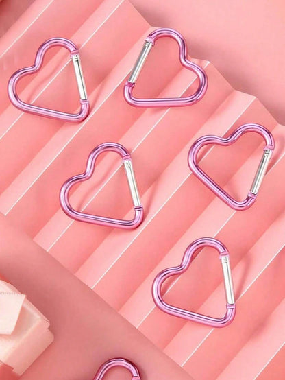 Heart-Shaped Carabiner Hooks,Aluminum Snap Hook Clip Key Holder,Auto-Locking Keychain Clips For Fishing, Heart-Shaped Aluminum Snap Hook Clip Key Holder, Hiking, Traveling, Home,Running,Adventures And