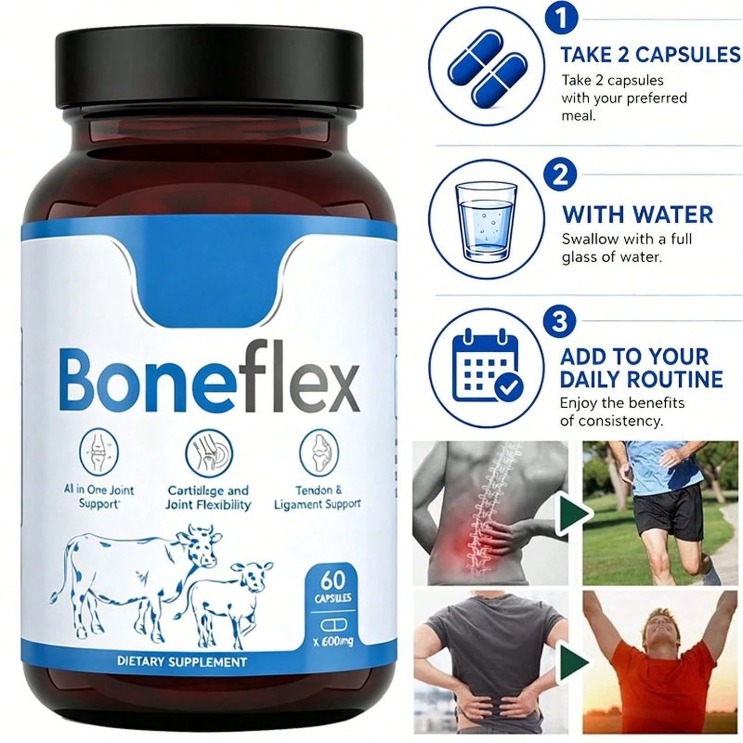 High Demand!Boneflex Capsules Premium Joint Support Supplement For Knee &Amp; Cartilage Health.Women Daily Nutrient Support!