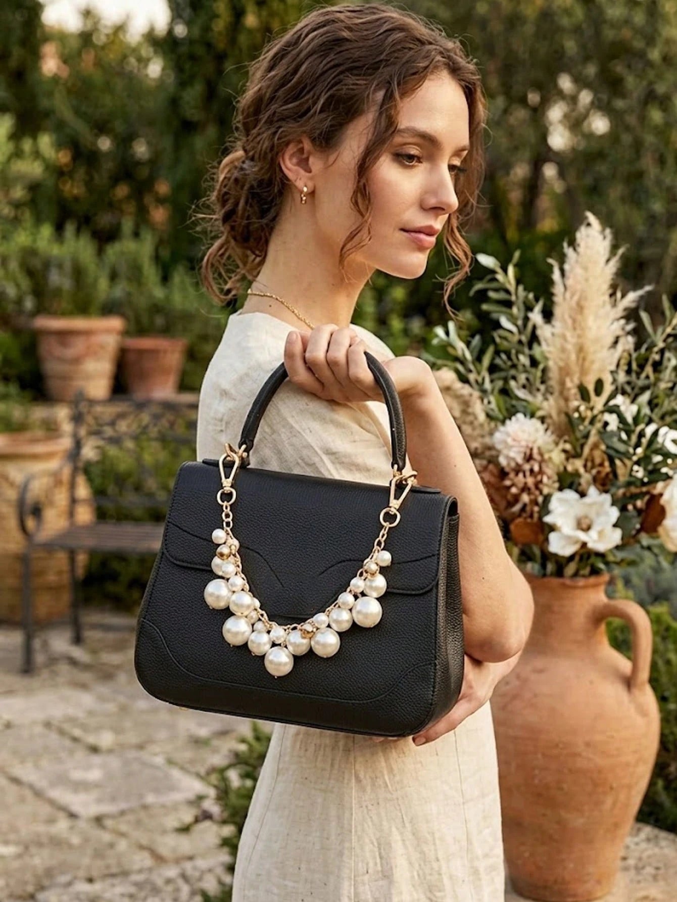 High-End Pearl Cluster Bag Accessory, Multi-Functional Decorative Chain, Fashionable Elegant Shoulder Bag Strap Upgrade, Suitable For Daily Styling
