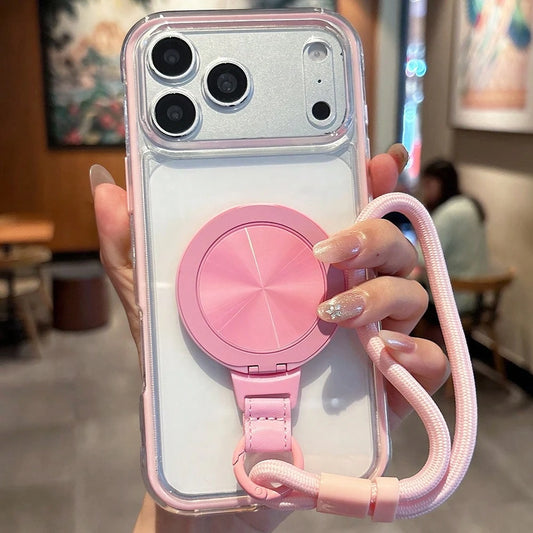 High-Quality Anti-Slip Edge Thickened 2.0 Colorful 2-In-1 Magnetic + 360° Rotating Stand + Short Rope Phone Case, Anti-Drop, Anti-Sweat, Anti-Fingerprint, Wear-Resistant Phone Case Compatible With IPh