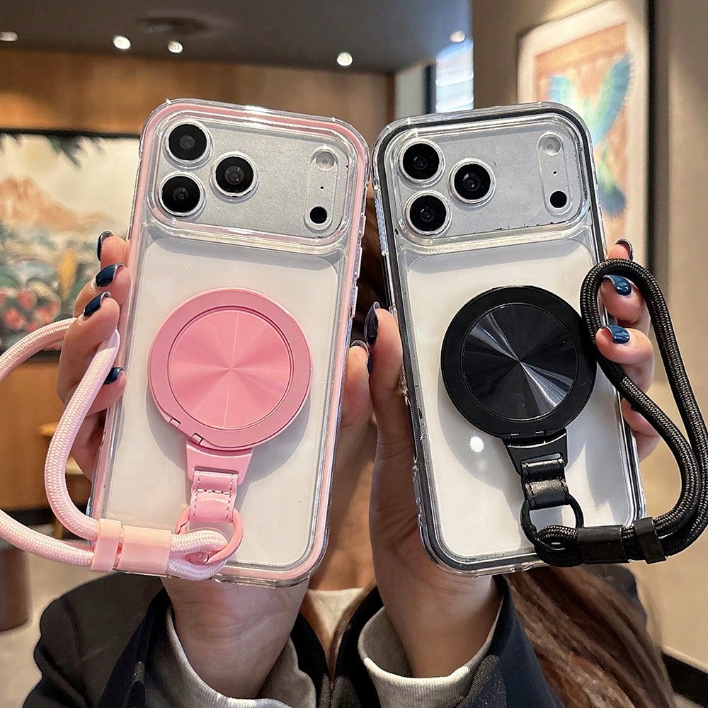 High-Quality Anti-Slip Edge Thickened 2.0 Colorful 2-In-1 Magnetic + 360° Rotating Stand + Short Rope Phone Case, Anti-Drop, Anti-Sweat, Anti-Fingerprint, Wear-Resistant Phone Case Compatible With IPh