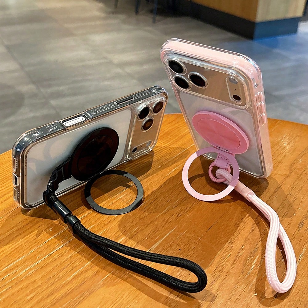 High-Quality Anti-Slip Edge Thickened 2.0 Colorful 2-In-1 Magnetic + 360° Rotating Stand + Short Rope Phone Case, Anti-Drop, Anti-Sweat, Anti-Fingerprint, Wear-Resistant Phone Case Compatible With IPh