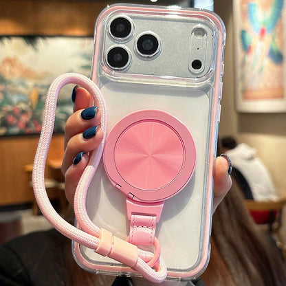 High-Quality Anti-Slip Edge Thickened 2.0 Colorful 2-In-1 Magnetic + 360° Rotating Stand + Short Rope Phone Case, Anti-Drop, Anti-Sweat, Anti-Fingerprint, Wear-Resistant Phone Case Compatible With IPh