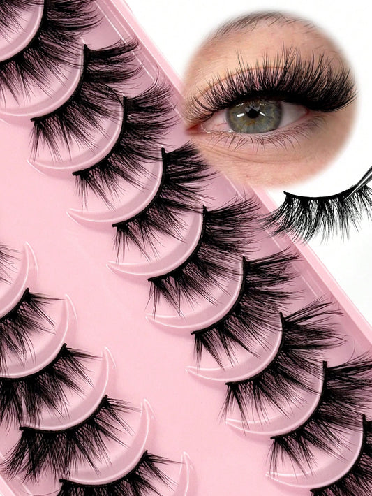 Hinarin 10 Pairs Half Lashes Clear Band Eyelashes Cat Eye False Eyelashes Short Soft 3d Faux Mink Eyelashes Soft Natural Makeup Strip Lashes, Lashes, Eyelashes, Fake Lashes