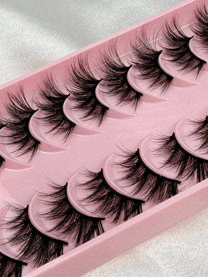 Hinarin 10 Pairs Half Lashes Clear Band Eyelashes Cat Eye False Eyelashes Short Soft 3d Faux Mink Eyelashes Soft Natural Makeup Strip Lashes, Lashes, Eyelashes, Fake Lashes