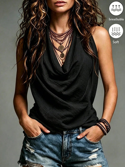 Holidaya Elegant, Comfortable, And Breathable Halter-Neck Backless Top With A Textured Finish-Perfect For Summer Casual, Vacation, And Beach Wear.