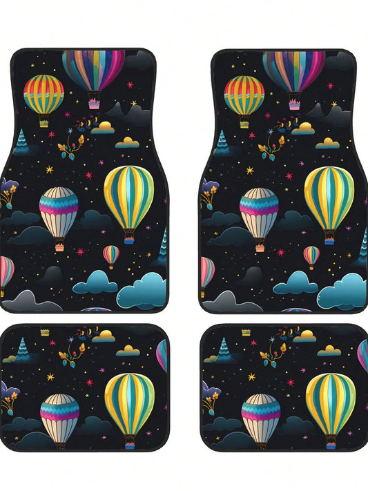 Hot Air Balloons With Stars 4-Piece Custom Printed All-Weather Floor Mats- Universal Fit For Suv, Truck, Van| Easy Clean