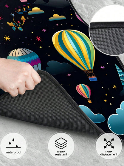 Hot Air Balloons With Stars 4-Piece Custom Printed All-Weather Floor Mats- Universal Fit For Suv, Truck, Van| Easy Clean