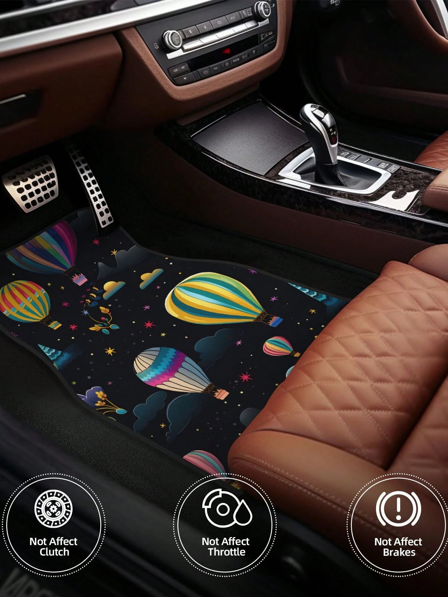 Hot Air Balloons With Stars 4-Piece Custom Printed All-Weather Floor Mats- Universal Fit For Suv, Truck, Van| Easy Clean