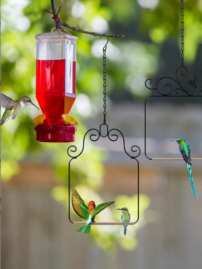 Hummingbird Swings And Perches Metal Frame 2 Pack, Wild Bird Swing Outdoor Bird Perch With Wooden Dowel And 2 Hanging Chain For Hanging Indoor, Outdoor, Trunk, Lawn, Patio, Garden (Black