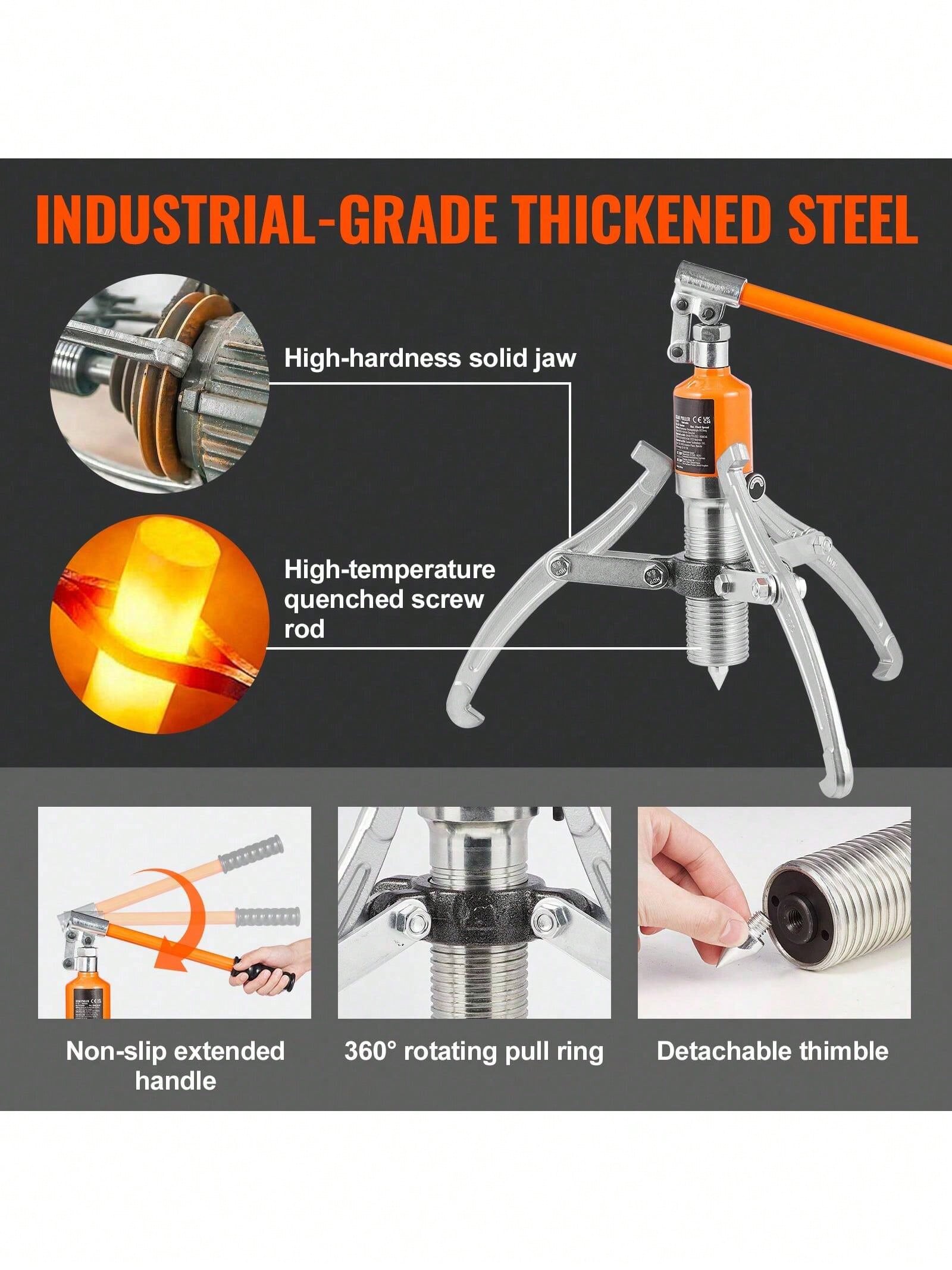 Hydraulic Gear Puller, 15 Ton Max Capacity Wheel Bearing Pulling Separator, 2 Or 3 Jaws Puller, Vertically And Horizontally, 12" Jaw Hydraulic Puller With Case For Pulling Hubs