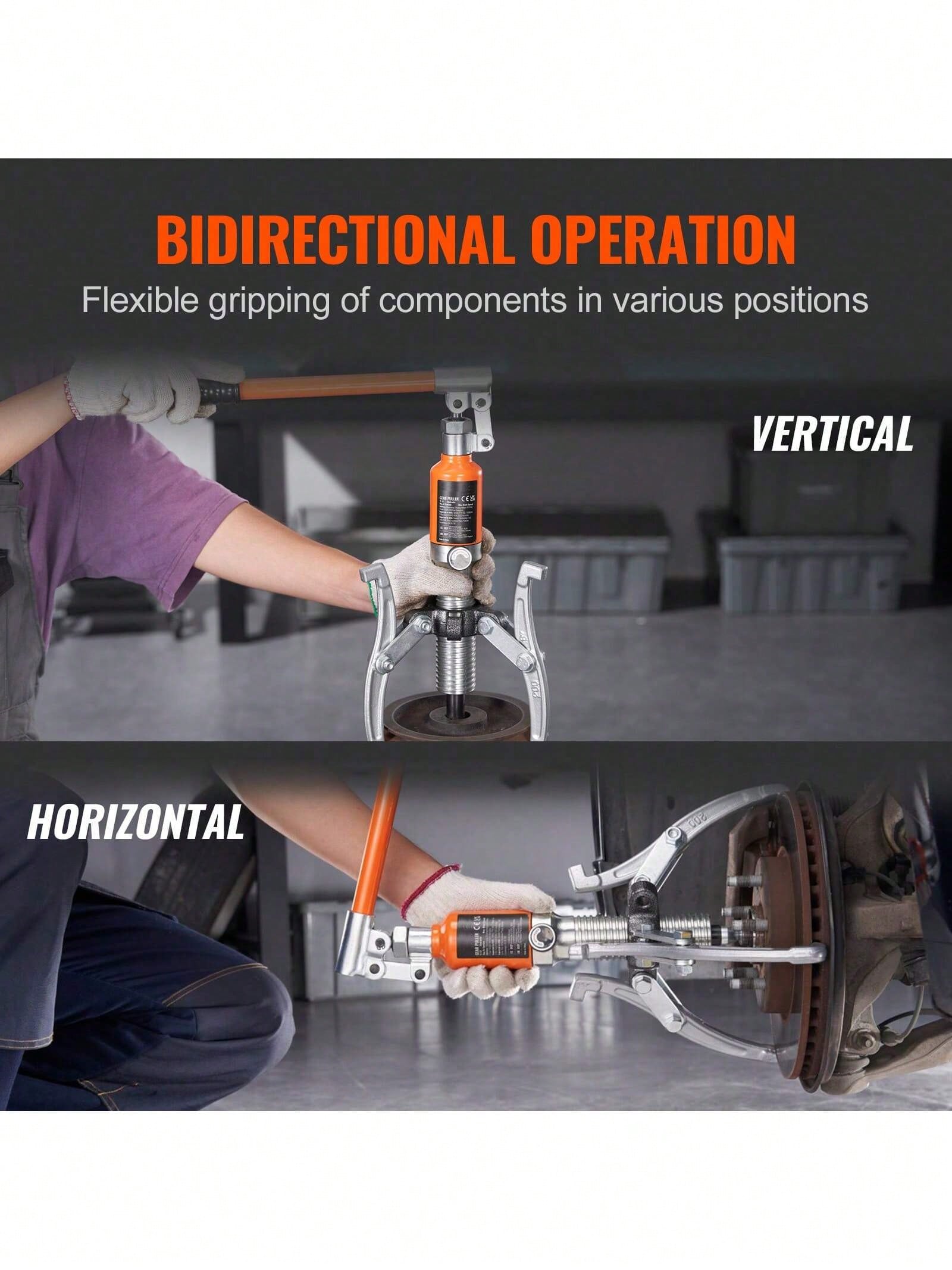 Hydraulic Gear Puller, 15 Ton Max Capacity Wheel Bearing Pulling Separator, 2 Or 3 Jaws Puller, Vertically And Horizontally, 12" Jaw Hydraulic Puller With Case For Pulling Hubs