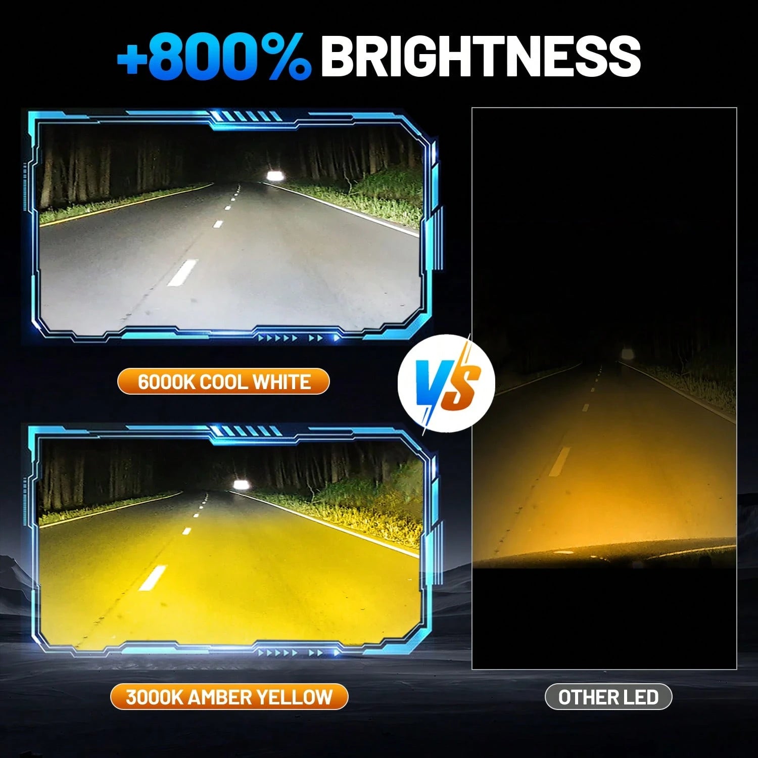 HYNBYZJ 2pcs H7 LED Car Headlight 9005/HB3 9006/HB4 9012 H11 H4 H1 Bulbs, Dual Color 6000K White/3000K Yellow One- Click Switch Lamp Bright CSP Chip New Upgraded Design LED Plug-N-Play Bulbs