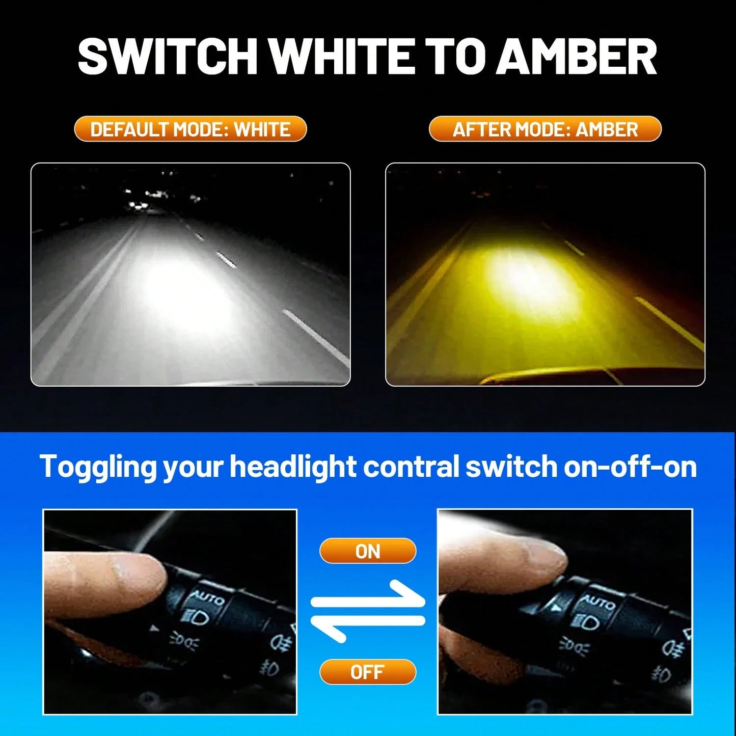 HYNBYZJ 2pcs H7 LED Car Headlight 9005/HB3 9006/HB4 9012 H11 H4 H1 Bulbs, Dual Color 6000K White/3000K Yellow One- Click Switch Lamp Bright CSP Chip New Upgraded Design LED Plug-N-Play Bulbs