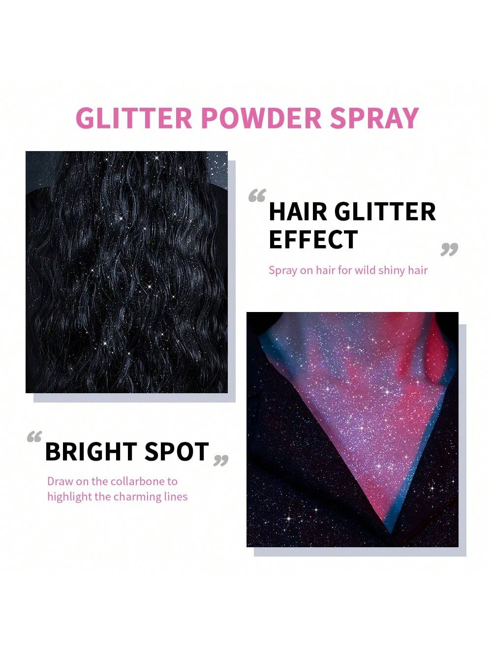 Ibcccndc Shiny Glitter Spray, Colorful Luster, 60ml, Body Glitter Spray For Clothes, Hair And Body, Long-Lasting Glitter Makeup, Body Shimmer Spray Rave Accessories For Festival Concert Halloween Part