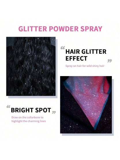 Ibcccndc Shiny Glitter Spray, Colorful Luster, 60ml, Body Glitter Spray For Clothes, Hair And Body, Long-Lasting Glitter Makeup, Body Shimmer Spray Rave Accessories For Festival Concert Halloween Part