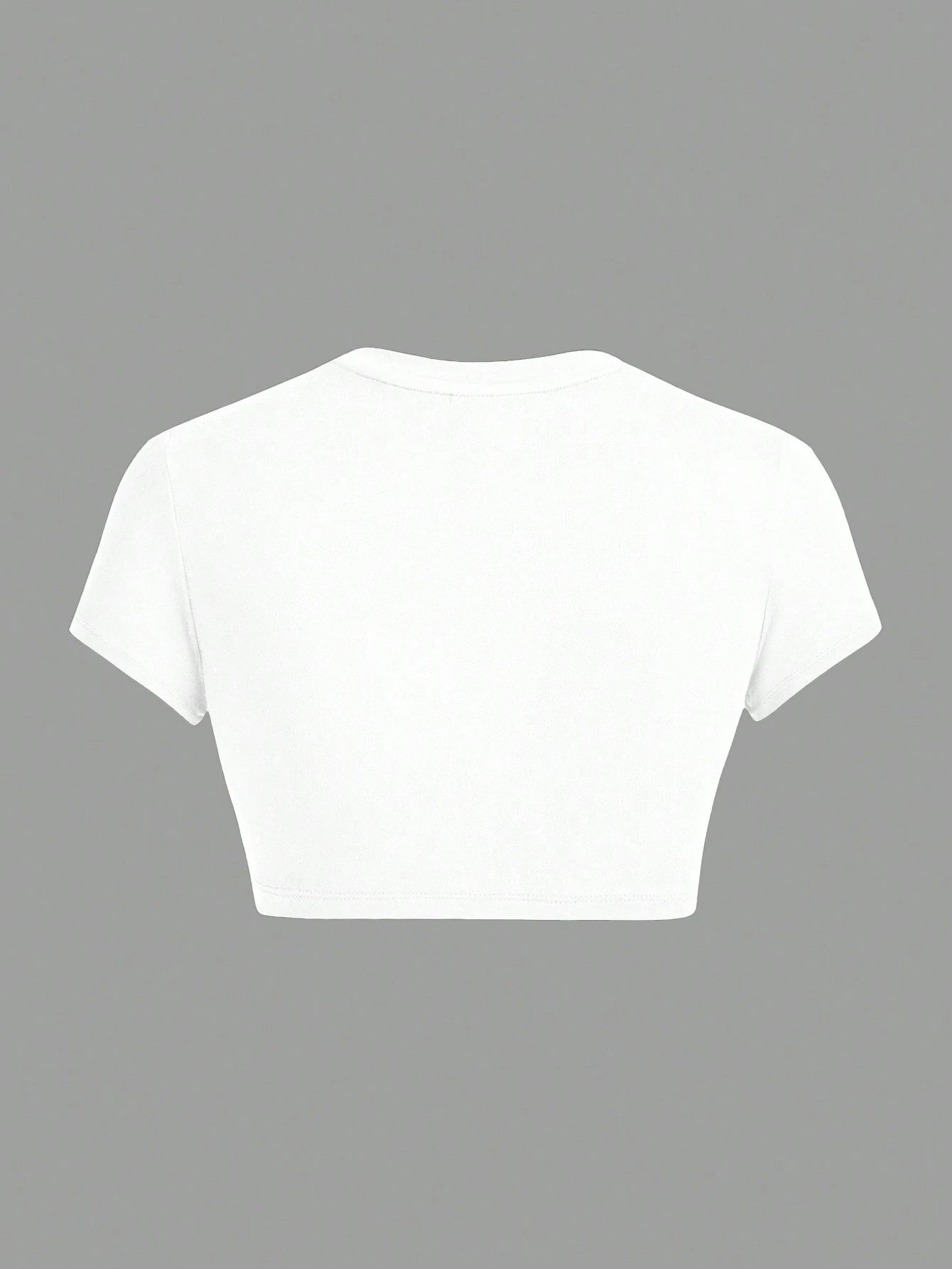 ICON Summer Casual Fitted Women T-Shirt, Simple Solid Color Round Neck Crop Sleeve Cropped Top Suitable For Going Out