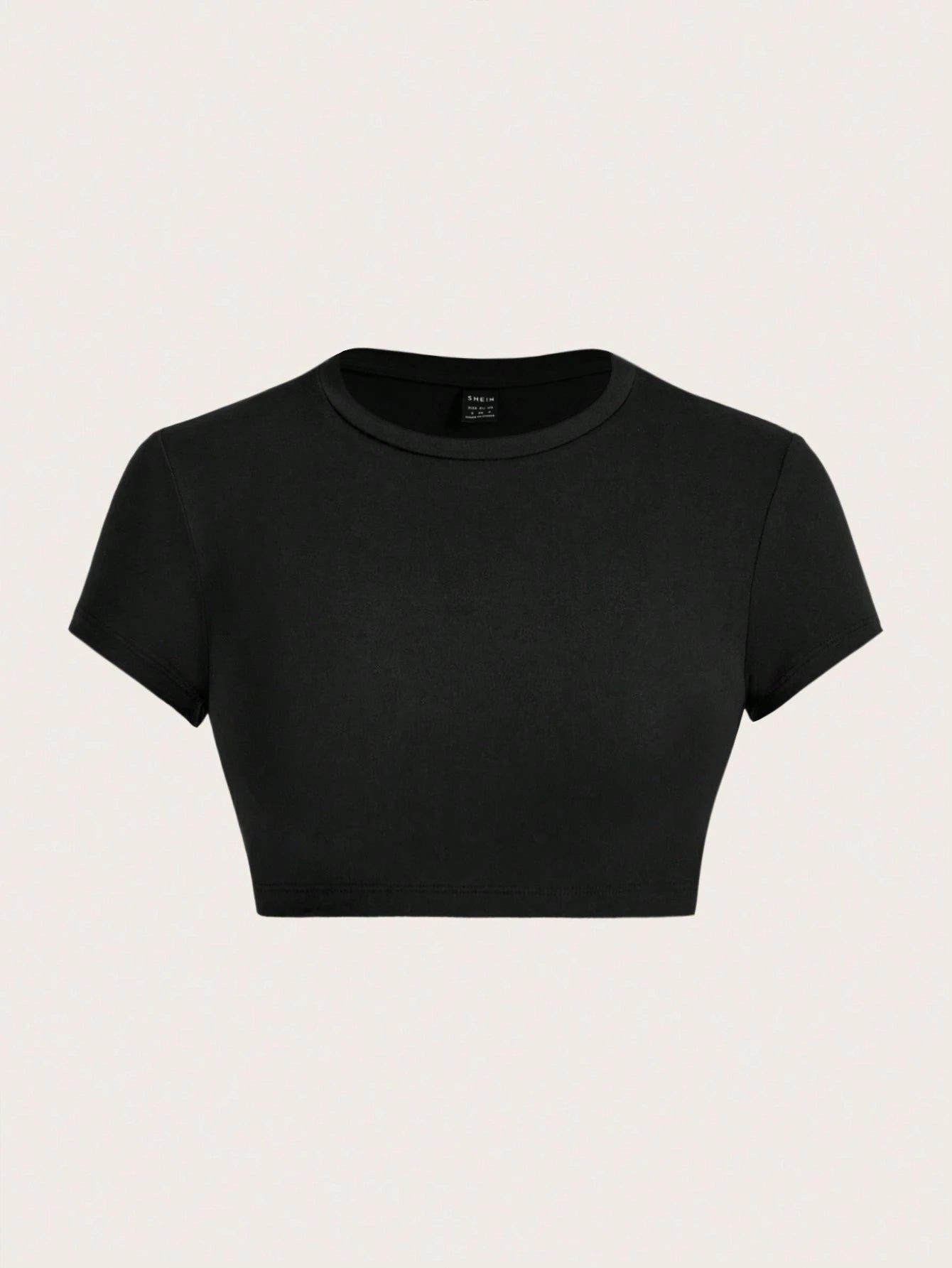 ICON Summer Casual Fitted Women T-Shirt, Simple Solid Color Round Neck Crop Sleeve Cropped Top Suitable For Going Out