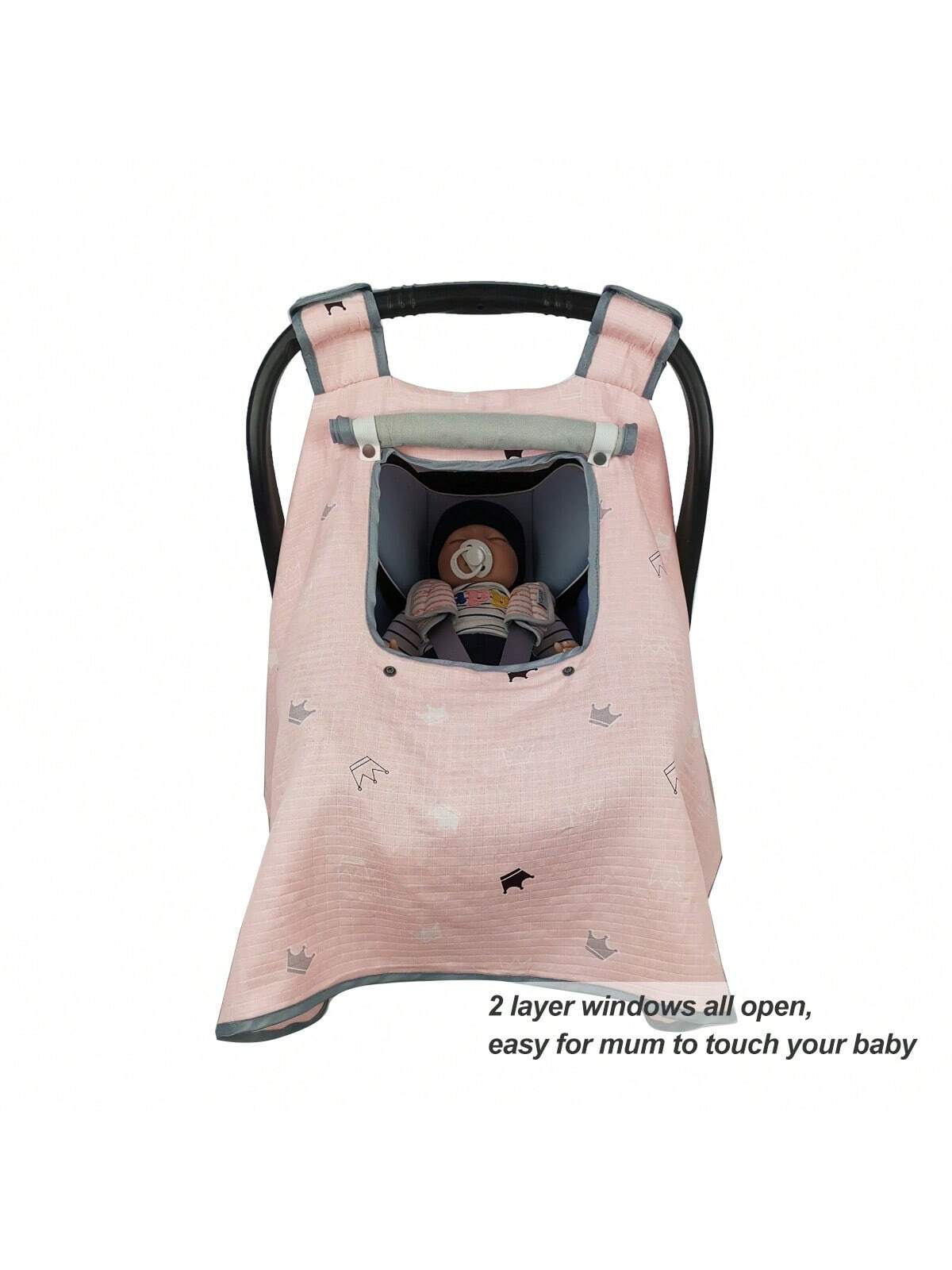 ICOPUCA Muslin Baby Car Seat Covers, Car Seat Covers For Babies, Kick-Proof Car Seat Covers For Infant With Breathable Mesh Peep Windows, Canopy Newborn Gift For 4 Seasons