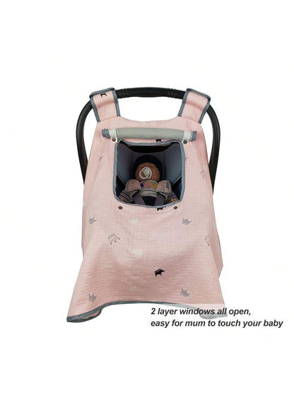ICOPUCA Muslin Baby Car Seat Covers, Car Seat Covers For Babies, Kick-Proof Car Seat Covers For Infant With Breathable Mesh Peep Windows, Canopy Newborn Gift For 4 Seasons