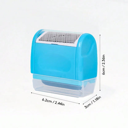 Identity Theft Protection Roller Stamp Set- Blue (Includes Replacement Ink, Bottle With Cap For Easy Use, Storage Box)